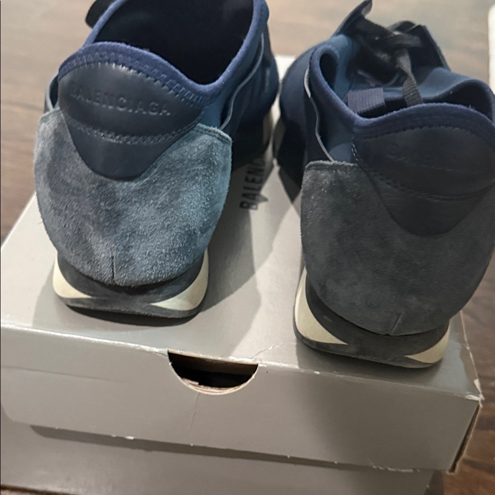 Balenciaga Men's Dark Blue and Gray Sneakers - Picture 4 of 7